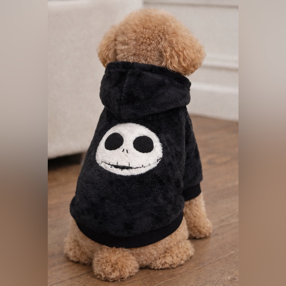 Disney Black and White Jack Skellington Fleece Dog Hoodie